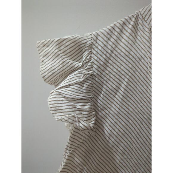 Piazza Del Tempio Striped Ruffle Linen Top - Picture 3 of 4